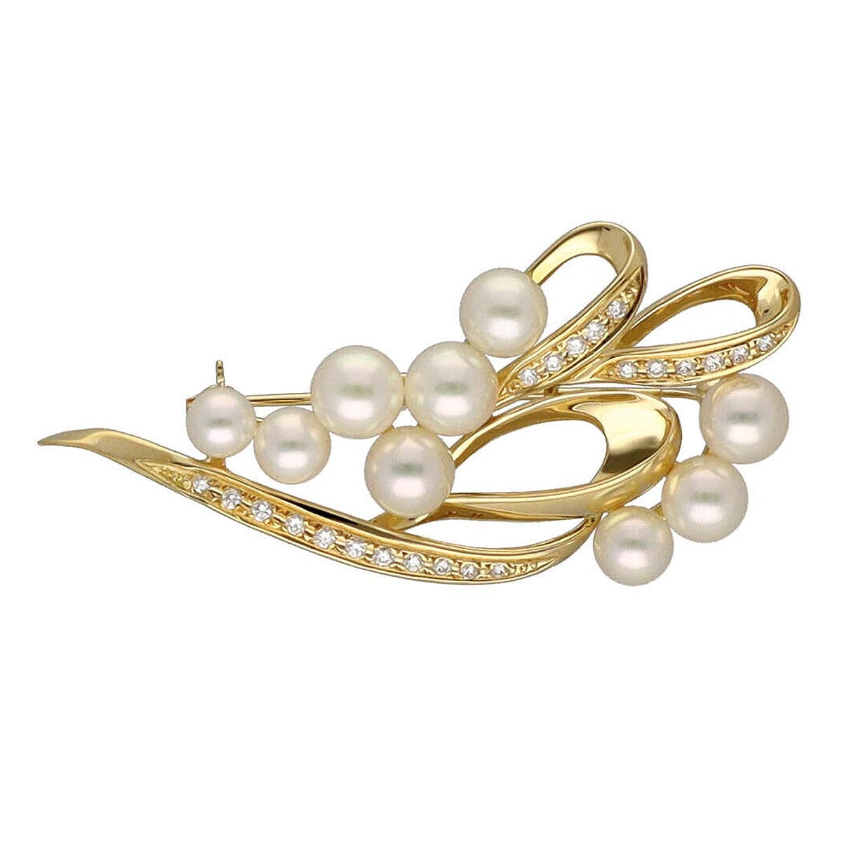 MIKIMOTO Pearl Diamonds brooch